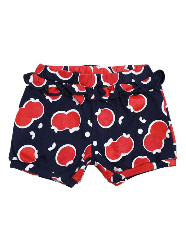 Girls White & Red Printed T-Shirt with Short Pants image number 2